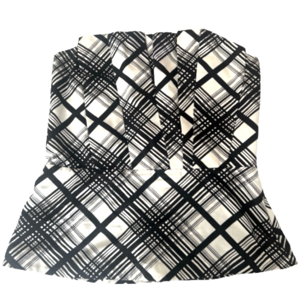 Strapless‎ Y2K vintage Top The Limited black & white plaid peplum size medium